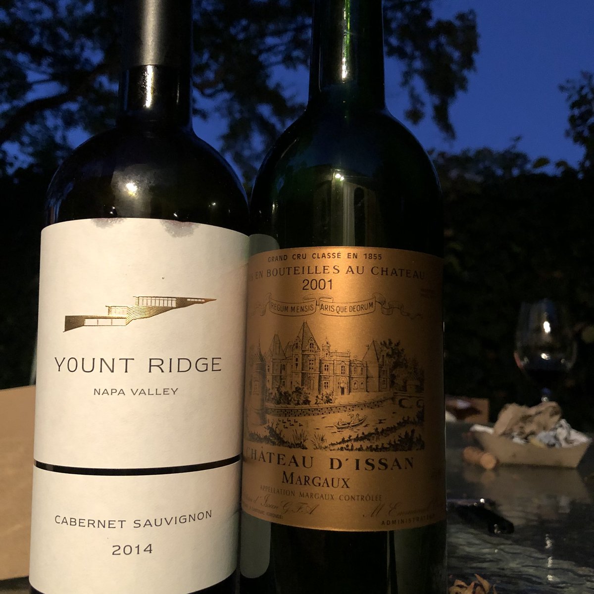 AffordCollector's tweet photo. #SocialWines #YountRidge #Botdeaux #ChateauDIssan @DrinkBordeaux @yountridgewines @nvwineandcigar @WinesNapa Social Wines: 2014 Yount Ridge Cabernet Sauvignon & 2001 Chateau d’Issan https://t.co/okaSHcAw5B