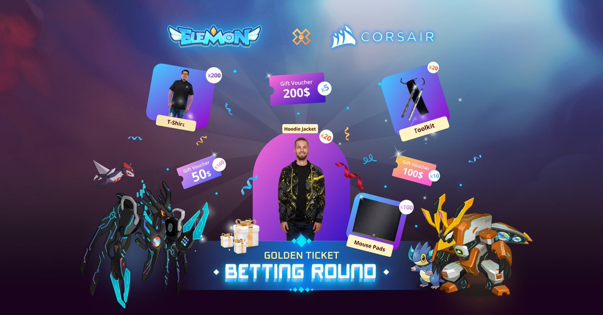 🔥 GOLDEN TICKET PRIZE BETTING ROUND NOW OPEN 🔥

The total 20000$ prizes from our strategic partner Corsair are waiting to be claimed.

🔥 Join now at: event.elemon.io 

🔥 Don’t miss your chance!