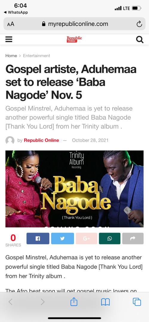 aduhemaa_music's tweet photo. We got featured on Republic online and beenie words. Thank you for the push. #aduhemaa #babanagode #trinityalbum #blogpost #musicrelease https://t.co/mWFEYyWMiZ