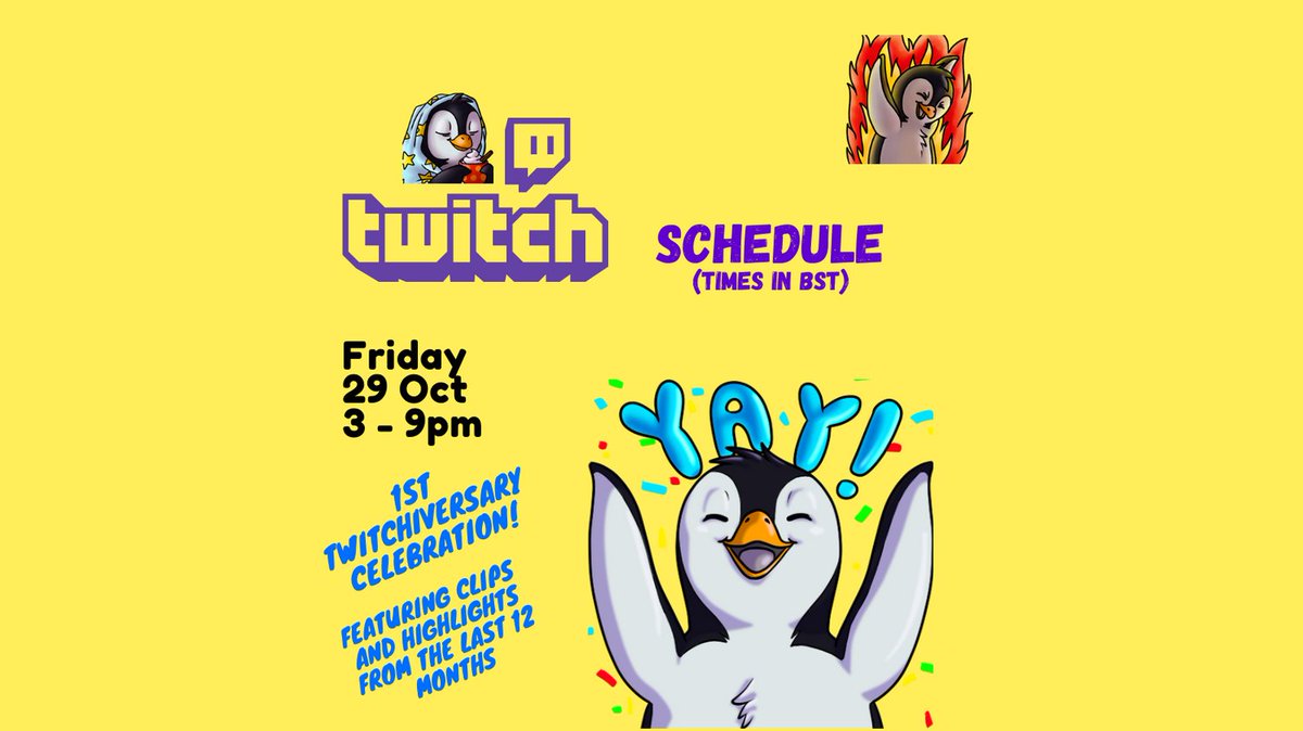 1 year of Twitch already - madness! It's been such an amazing year. Going live in a few hours to celebrate - sharing clip compilations of Penny and James Blunt impressions 🙈 😂 Also playing some stream favourites - can't wait!