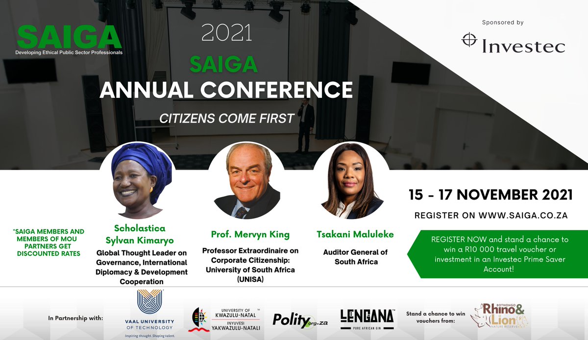 fasset_sa's tweet photo. The Southern African Institute of Government Auditors (SAIGA) will be hosting the SAIGA Annual Conference 2021 with a theme โCitizens Come Firstโ on a virtual platform with an aim to provide a platform for Accounting and Audit professionals in the public sector
#CitizensComeFirst https://t.co/g2w4RfS31u