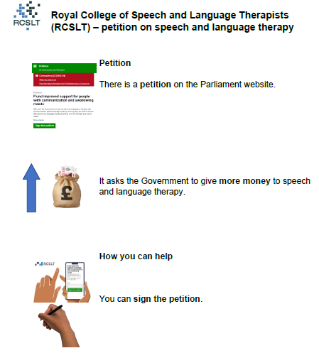 RCSLTpolicy's tweet image. Do you think that it is time finally to end the #PostcodeLottery of access to speech and language therapy?

Then sign &amp;amp; share the #FundSLT petition &amp;amp; encourage others to do so.

▶️ bit.ly/2T6HOtP

Together we can #BuildBackBetterSLT