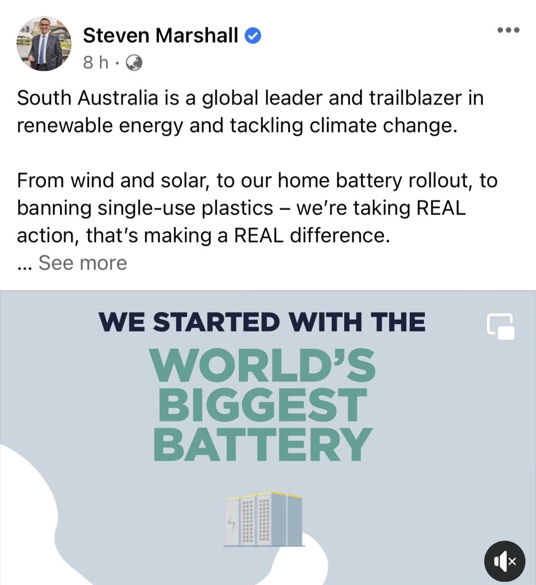 We? Really?

The Liberals mocked the big battery.

Marshall’s mate Scomo compared the big battery to the “biggest banana, biggest prawn”

While the current Liberal Energy Minister said “it wouldn’t make any difference”

What a fraud! #auspol #saparli