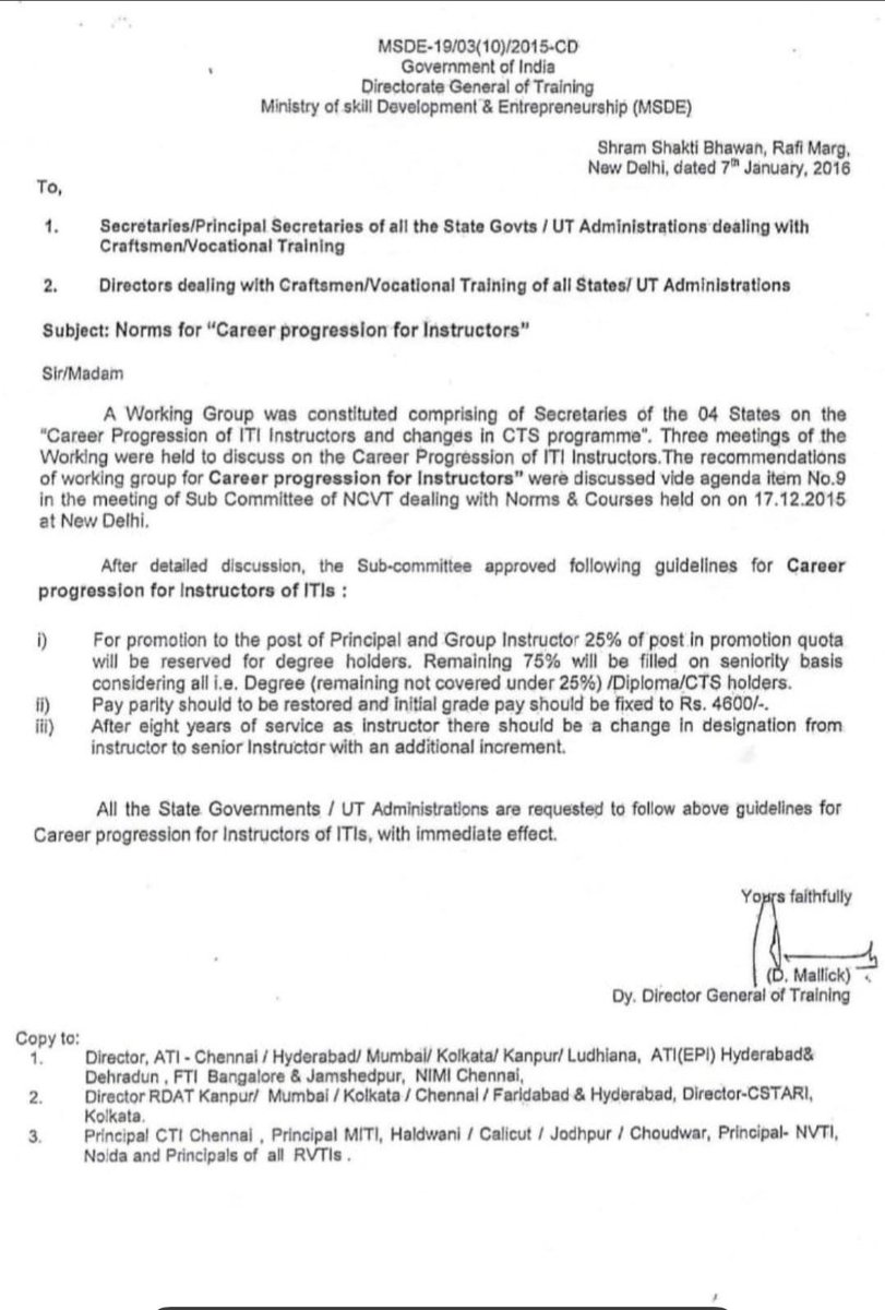 lavania_pratap's tweet photo. @AndraVamsi1 
Respected Sir
Kindly consider the DGT GUIDELINES attached herewith in the upcoming NIYAMAWALI for 25% promotion as career progression of  https://t.co/cgXbSg3IcO holders(Instructors)for Foreman &amp; Principal Grade 2 in Ur new Deptt.🙏 https://t.co/Ry07QRwjB6