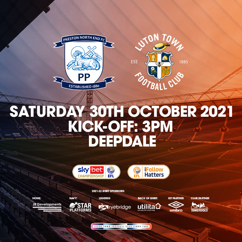 LutonTown's tweet photo. 📂 Match preview 👇

The Hatters are back on their travels for tomorrow's match against Preston North End.

#COYH