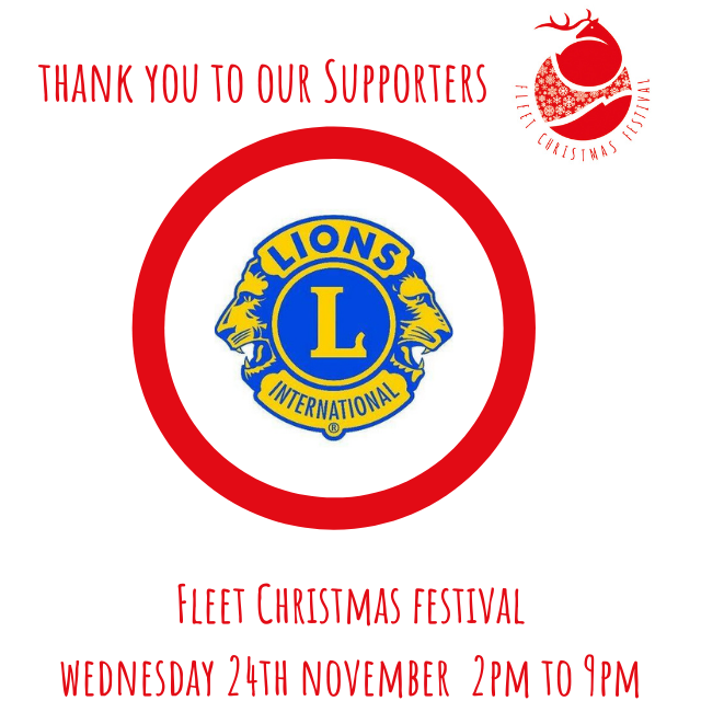 fleet_festival's tweet photo. Thank you to our Supporters. 
Fleet Lions Club have supported and helped organise the Fleet Christmas Festival for many years. Thank you to you and your volunteers - we couldn't to it without you! https://t.co/Vm3o4B8Yx7