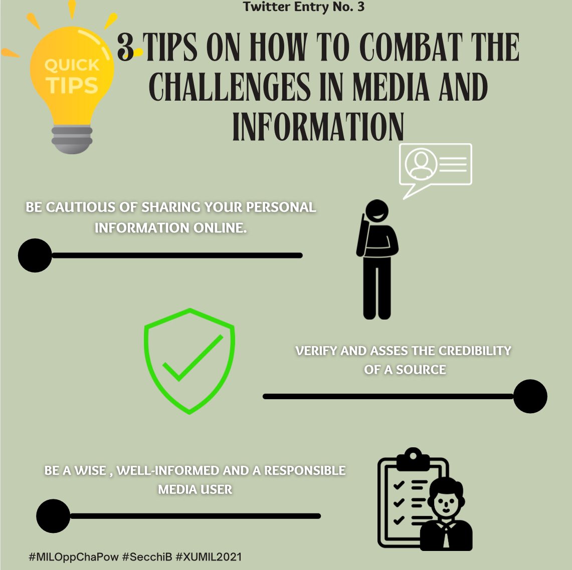 andreimatela's tweet photo. Twitter Entry No.3
Share three tips on how to combat the challenges in media and information. https://t.co/Y4Xls01s4T