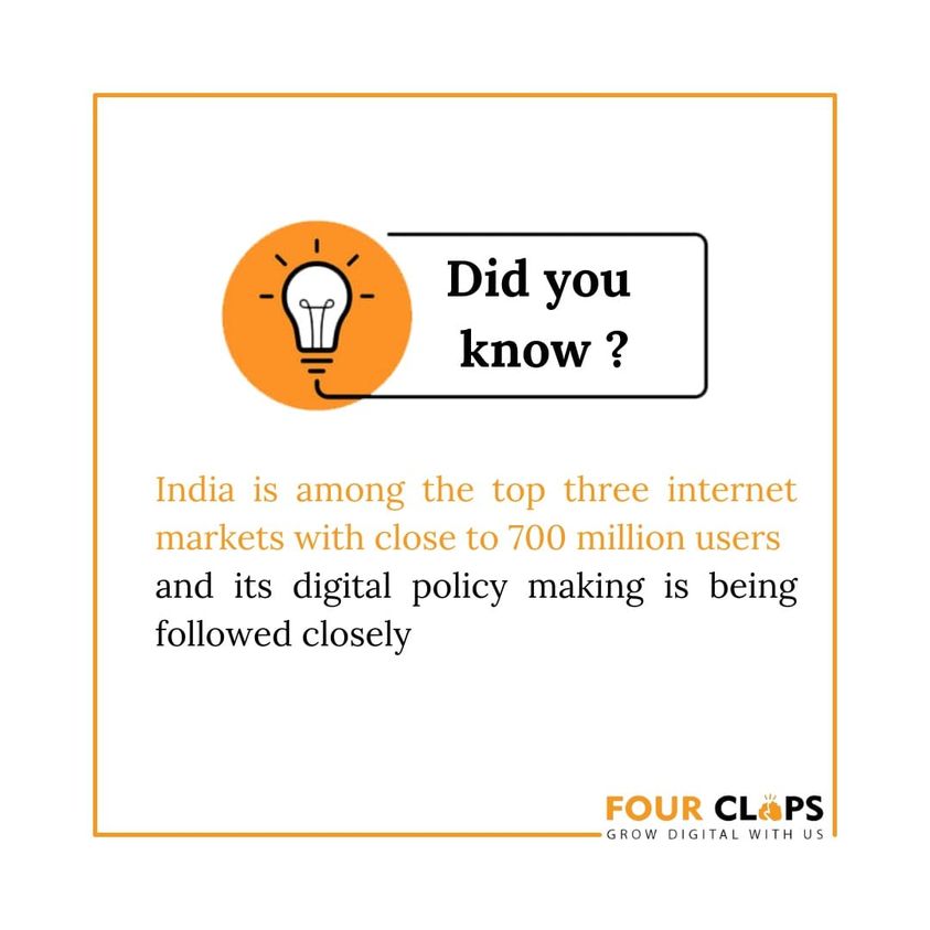 Fourclaps2's tweet image. Did you Know?
India is among the top three internet markets with close to 700 million users and its digital policymaking is being followed closely.
#fourclpas #growyourbusiness
#digitalmarketing #digitalmarketingtips #digitalmarketingstrategy #digitalmarketingconsultant
