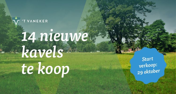 De verkoop van de 14 nieuwe kavels is gestart! Alle informatie zoals ligging, grootte en prijs van de nieuwe kavels en meer informatie over de verkoopprocedure is te vinden op vaneker.nl #kavelverkoop #nieuwbouw #droomhuis #woneninhetgroen #dichtbijdestad