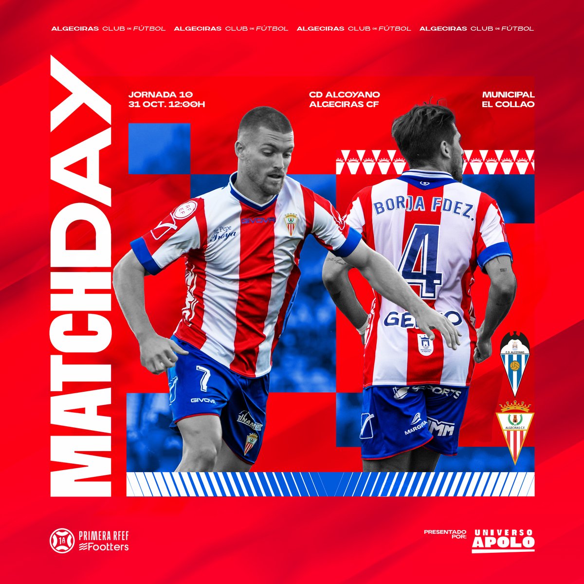 MATCHDAY | ⚔️

🆚 <a href="/CD_Alcoyano/">CD Alcoyano SAD</a>
🏟 Municipal El Collao
🕞 12:00
🏆 J10. <a href="/Primera_RFEF/">Primera Federación Versus e-Learning</a>
📺 @footters
📻 <a href="/minutoes/">Algeciras al minuto</a>
📲 #ALCALG

#UnaPasionEspecial
#AVebcerPorTuAficion