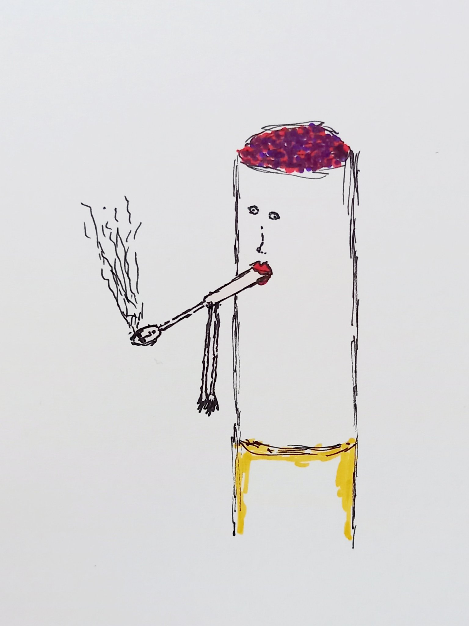 十色恵蓮 煙草 Art Picture Drawing Japan アート 芸術 表現 自由 絵 イラスト 絵描き 写真 現代アート 作品 シュール シュルレアリスム 風刺画 アナログイラスト ペン画 ミリペン画 ポストカード はがき絵 タバコ 人間