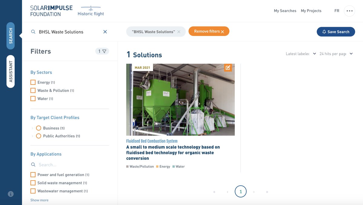 Our solution, the Fluidised Bed Combustion System is part of the Solar Impulse Foundation’s brand new search engine for climate action, the Solutions Explorer. Check out #beyond1000solutions lnkd.in/ggCs2Kqt or search 'BHSL Waste Solutions' to find out more about ours.