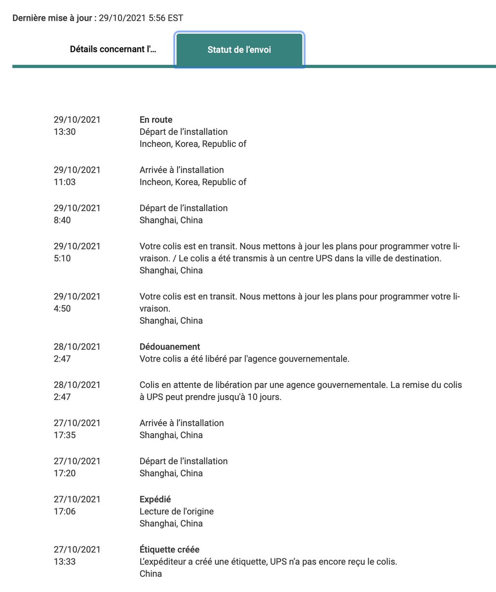 gonzague's tweet image. Pauvre petit #MacBookPro2021 perdu dans les limbes d'UPS