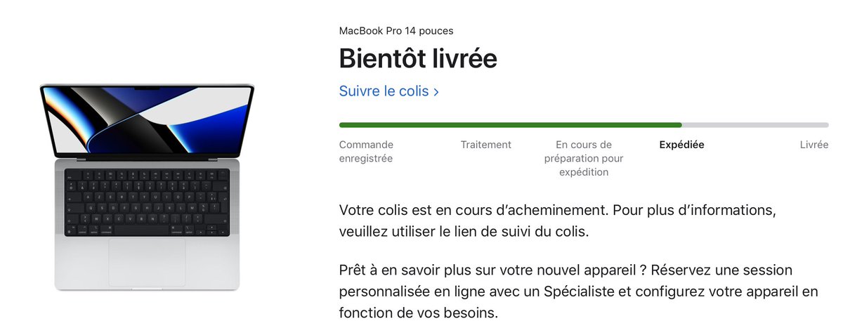 gonzague's tweet image. Pauvre petit #MacBookPro2021 perdu dans les limbes d'UPS