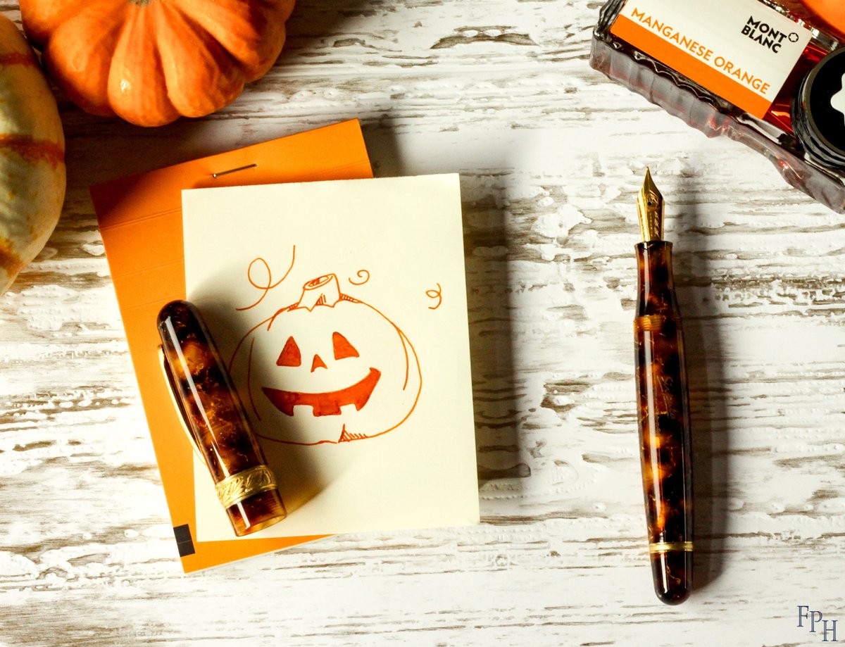 FtnPenHospital's tweet photo. Happy Friday! 
https://t.co/8HnZ5j2YWj
#stipula #Etruria #montblanc #orangeink #montblancink #spooky #halloween #jackolantern #pumpkinspice #tgif #doodles #pumpkin #notebook #stationary #lettering #bulletjournal #fountainpen #fountainpenink #fountainpenaddicts #fpgeeks #fph https://t.co/2nh5TYMYPA
