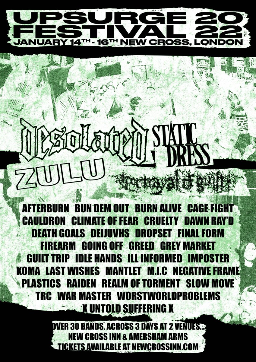 .@deathgoalsband have been added to @upsurgeuk Festival 2022, alongside label mates <a href="/DawnRayd/">Dawn Ray'd</a> and a whole host of other incredible bands!

Taking place on January 14 - 16 - ticket are available now 👇

newcrossinn.com