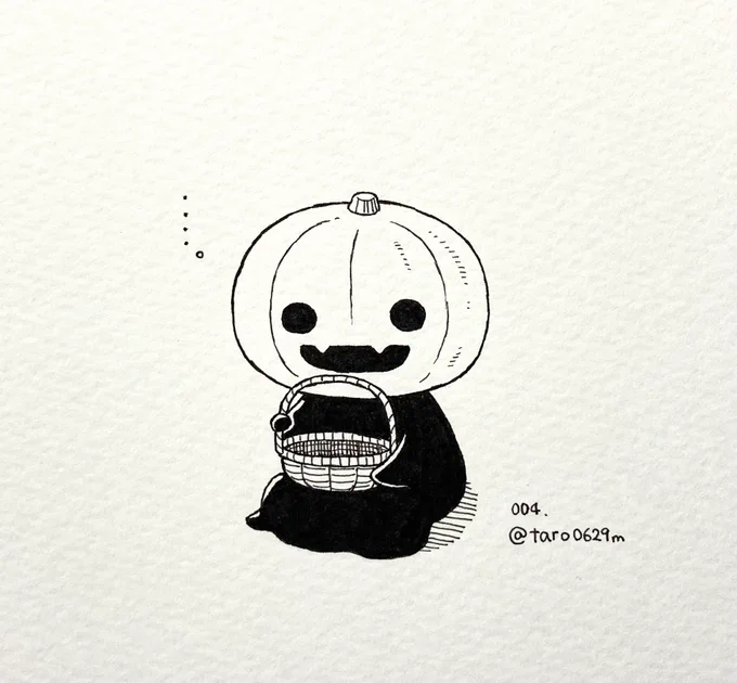 4日目 🎃かぼちゃオバケ(人見知り) #1日1絵 