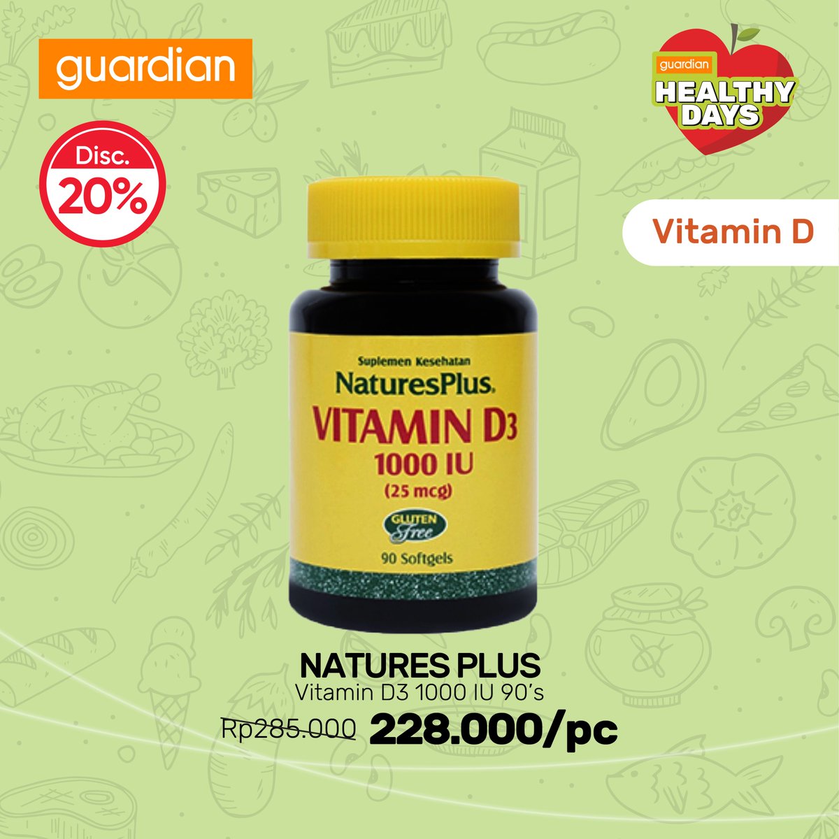 GuardianID's tweet photo. Jaga daya tahan tubuh di masa pandemi dgn konsumsi vit c, d &amp; zinc! Promonya cuma 4 hari aja ya, dari tanggal 28-31 Oktober 2021! Cus belanja! #GuardianHealthyDays #PromoVitamin #Suplemen https://t.co/jo1s8cdOQI