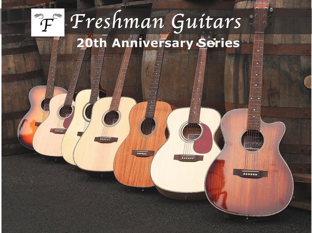 Our 20th Anniversary Series and more available on our website freshmandirect.com #freshmanguitars #guitar #acousticguitar #guitarist #ukuleles #musicalinstrumentaccessories #freshmanukuleles #electroacoustic #newmusic #singersongwriter #guitarplayer