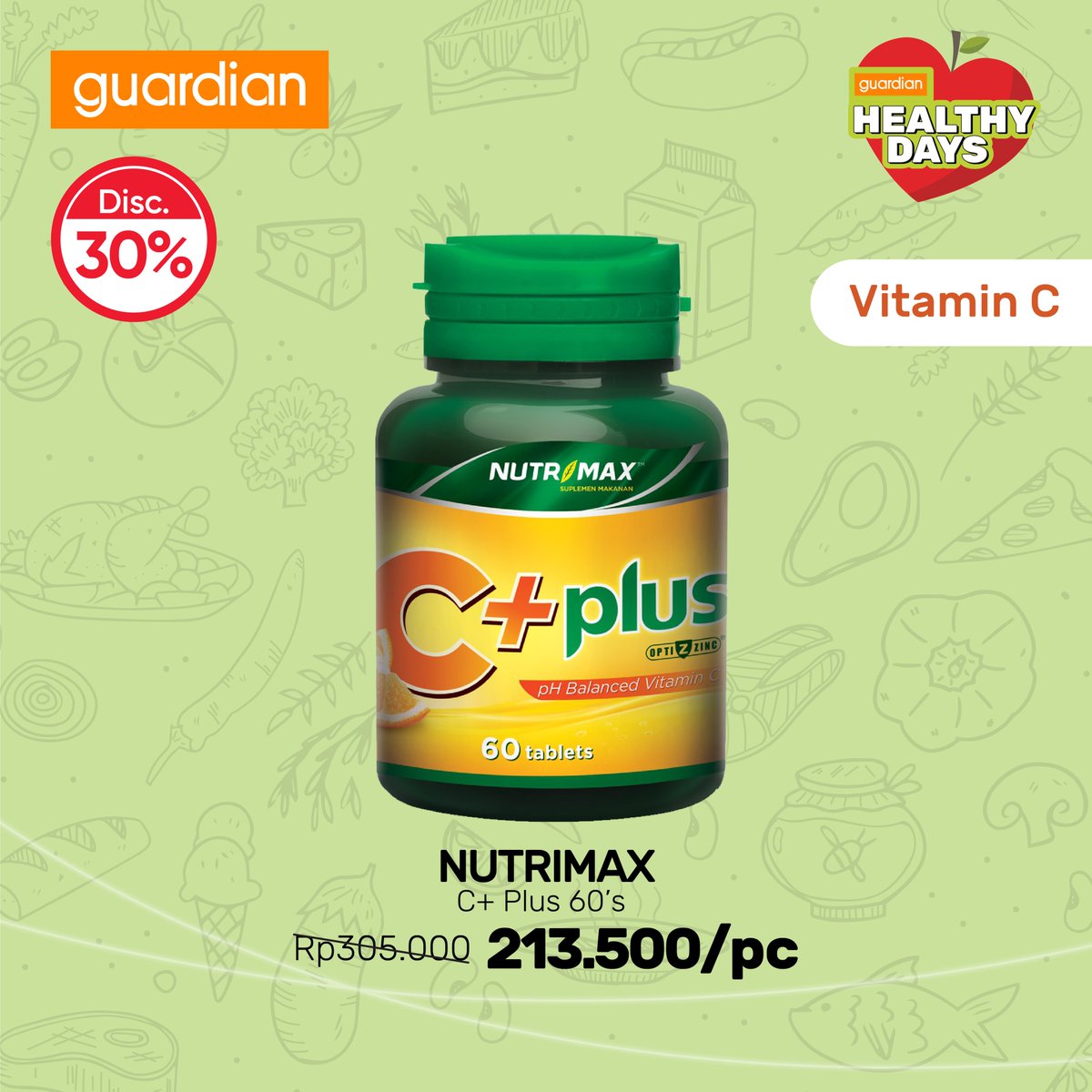 GuardianID's tweet photo. Jaga daya tahan tubuh di masa pandemi dgn konsumsi vit c, d &amp; zinc! Promonya cuma 4 hari aja ya, dari tanggal 28-31 Oktober 2021! Cus belanja! #GuardianHealthyDays #PromoVitamin #Suplemen https://t.co/MMZHriYRYo