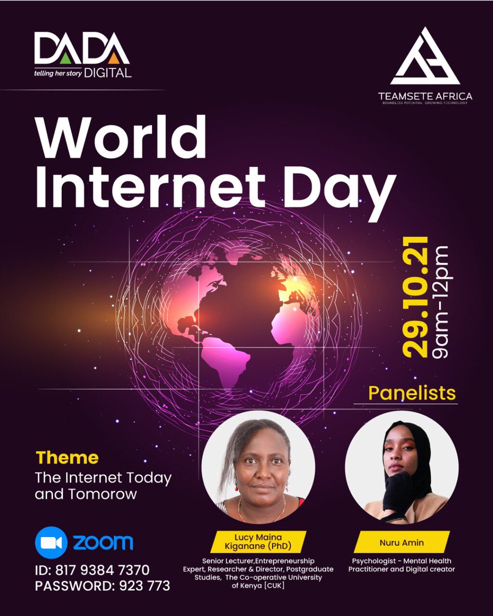 You can catch the live stream of today’s webinar on our YouTube channel youtube.com/channel/UCXGwZ… Join the conversation!    #InternationalInternetDay2021 #YouthinSTEM #DadanaICT #tellingherstory