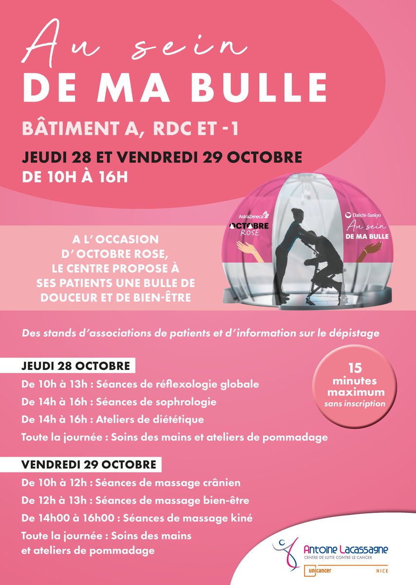 Emm_BARRANGER's tweet photo. #OctobreRose2021
👏 #CAL #Dépistage et Informations sur le #CancerDuSein
📌Dernier jour de Rdv Rencontres et échanges avec les Associations Partenaires
@LCancer06 @CRCDC_SUD_PACA
@SportetCancer #APAForme #JALMALV Côte d'Azur
#CancerOnSEngage @Lacassagne_Nice
@GroupeUNICANCER https://t.co/Us17S660uW