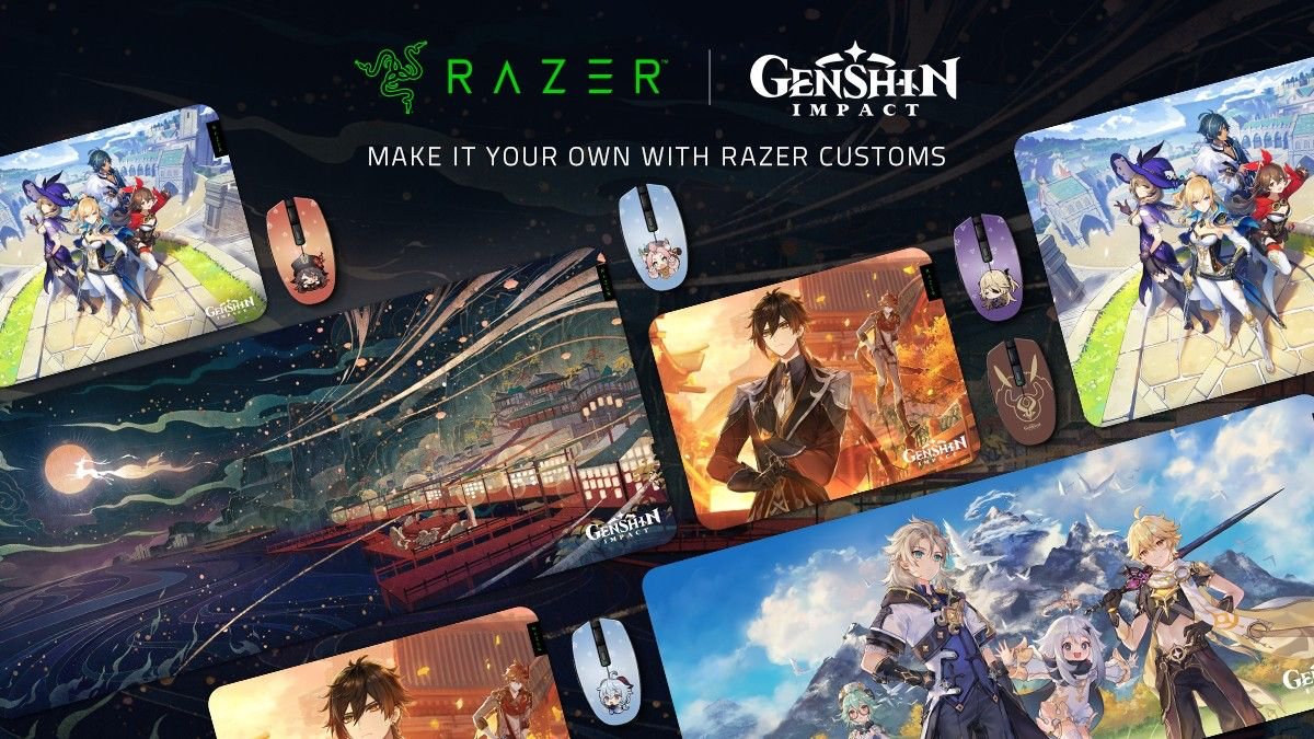 Razer's tweet photo. Travel across the seven nations in Teyvat with our exclusive Genshin Impact Razer Orochi V2 and Gigantus V2 Customs designs. From the fiery Hutao to the icy Ganyu, choose who accompanies your gaming sessions as you battle a host of powerful enemies: https://t.co/NjYfjQSy0x https://t.co/7EsCmyYrX0