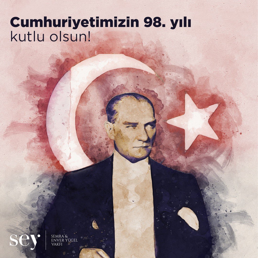 Cumhuriyetimizin kurucusu Ulu Önder Mustafa Kemal Atatürk'ü saygı sevgi ve minnetli anıyor, cumhuriyetimizin 98. yılını coşkuyla kutluyoruz. #29EkimCumhuriyetBayramı