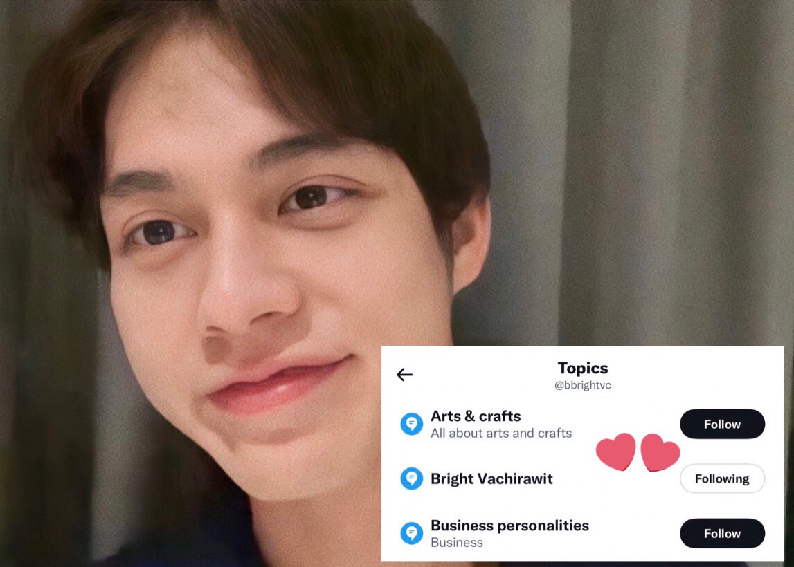 milkw_rsr's tweet photo. คูมพี่ไบร์ทกดฟอล Topics ของตัวเองแย้วว🎉🤍
Bright Vachirawit
#BrightTwitterToppic
#bbrightvc @bbrightvc https://t.co/LyM5zTt4AE