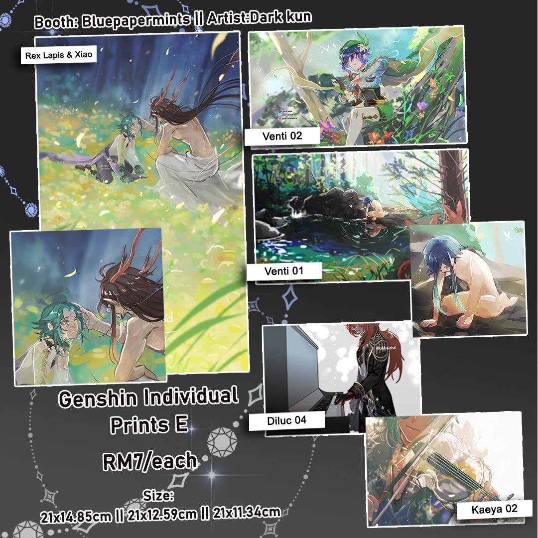 AMG Catalogue part II
The @animangaki market place is open!
My booth name is Bluepapermints~

Link to my market place: https://t.co/Ms5RPHGLkC

Retweets are much appreciated!
INDIVIDUAL prints mean can select the sole print you want

#amgxgenshin #genshinimpact 