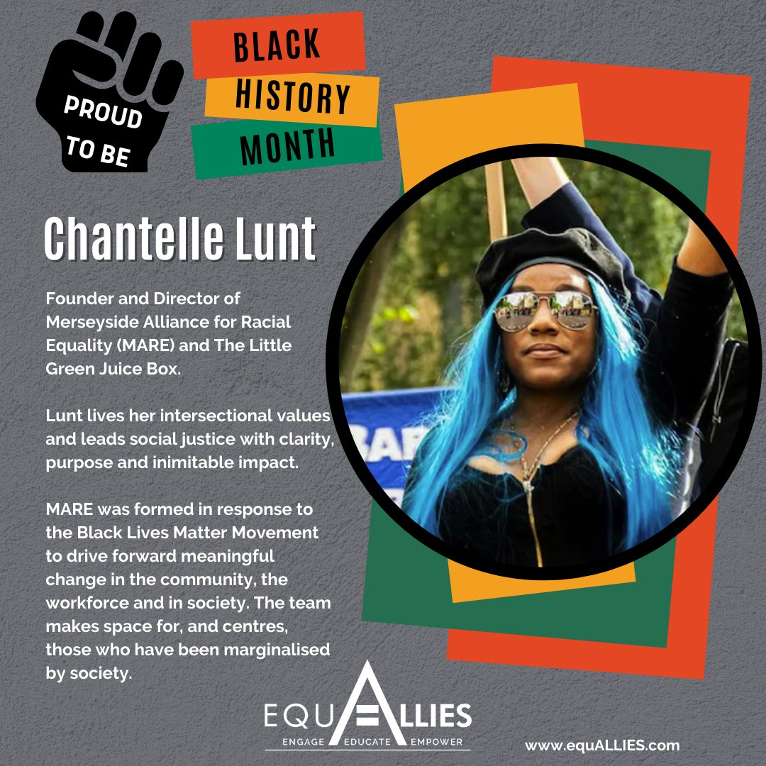 EqualAllies's tweet photo. 🔊Black History is British History! 🔊

CHANTELLE LUNT @chantellelunt, Speaker, Leader, Ally. 

Building compassion, knowledge, advocacy &amp; progress in the process with @MARE_CIC

She’s making history.
Make racism history too!
#BlackHistoryMonth  #Business #Allyship https://t.co/BovrB0w23B