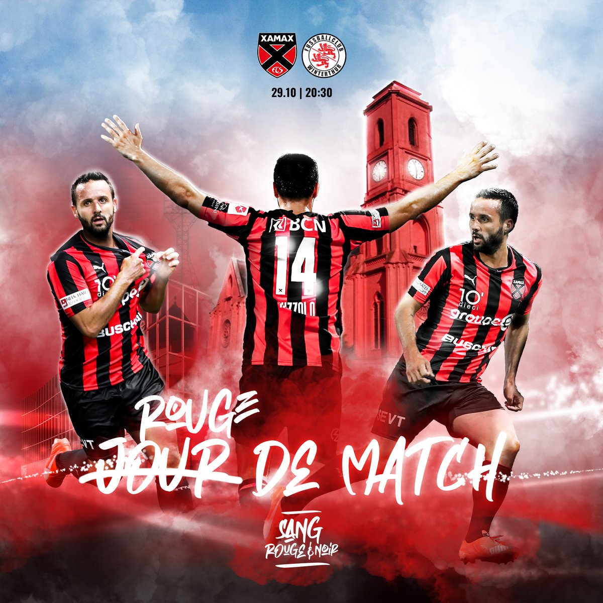 XamaxFCS's tweet photo. ⚡️⚽️ 𝑱𝑶𝑼𝑹 𝑫𝑬 𝑴𝑨𝑻𝑪𝑯
🆚 FC Winterthour
🏟️ Maladière
⌚️ 20:30
🎟️ https://t.co/YU1Z0vbsja
📲 #XAMWIN
❤️🖤 #SangRougeNoir https://t.co/DSoI6X9Lg0
