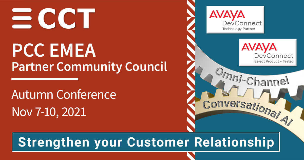 CCTSolutions's tweet photo. We are excited to see you live again at #PCC EMEA Autumn Conference in Cannes from 7th - 10th Nov, 2021, learn about the latest products and Technology from #Avaya
Register now: https://t.co/JnUWMvUyJM
#cctsolutions #devconnect #experience @PCCEMEA #cctr
#Omnichannel https://t.co/Fv5lOkSbc7