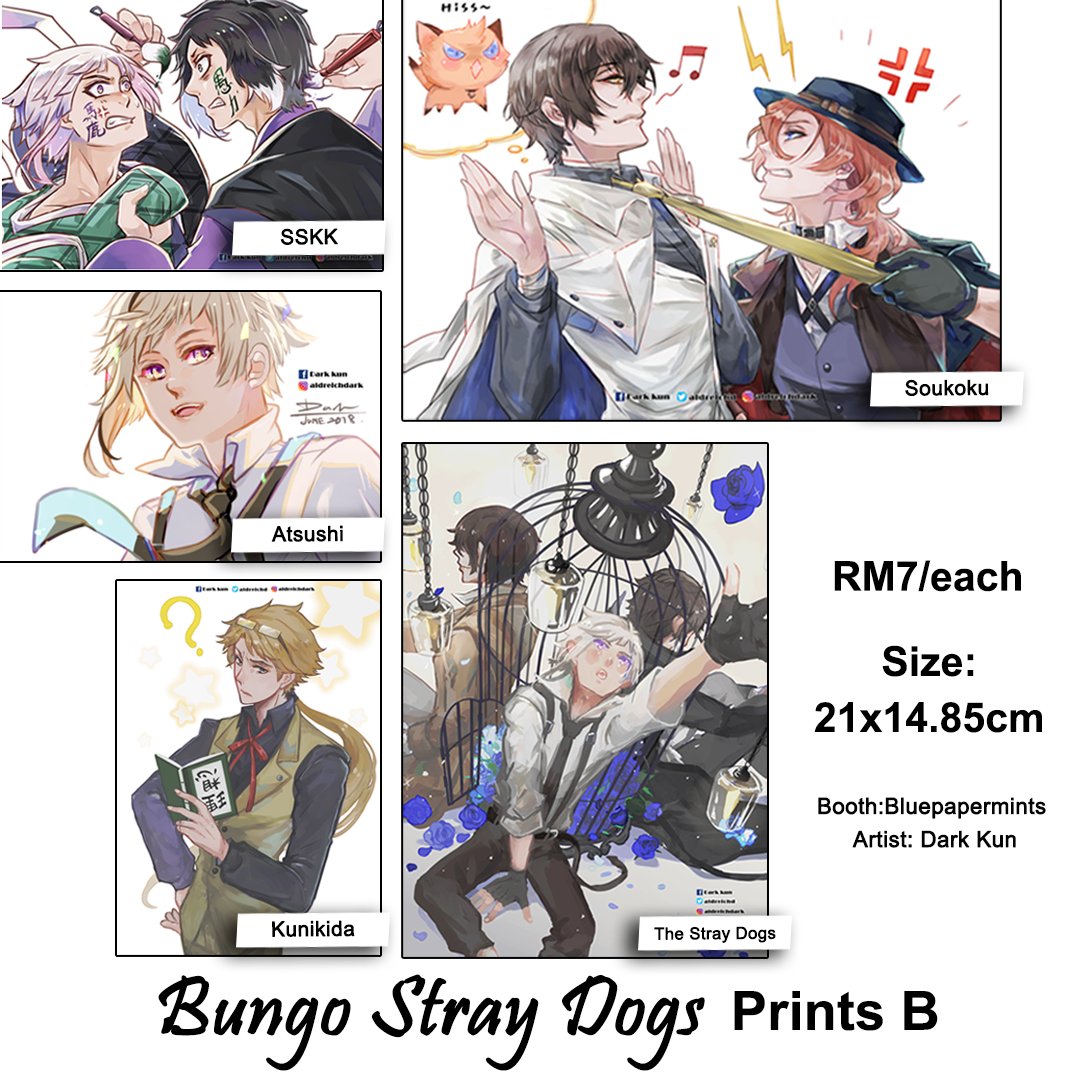 AMG Catalogue part VI
The @animangaki market place is open!
My booth name is Bluepapermints~

Link to my market place: https://t.co/Ms5RPHGLkC

Retweets are much appreciated!
Thanks!

#amgxgenshin #BSD #BUNGOUSTRAYDOGS #SKK #SOUKOKU #sskk #bungostraydogs 