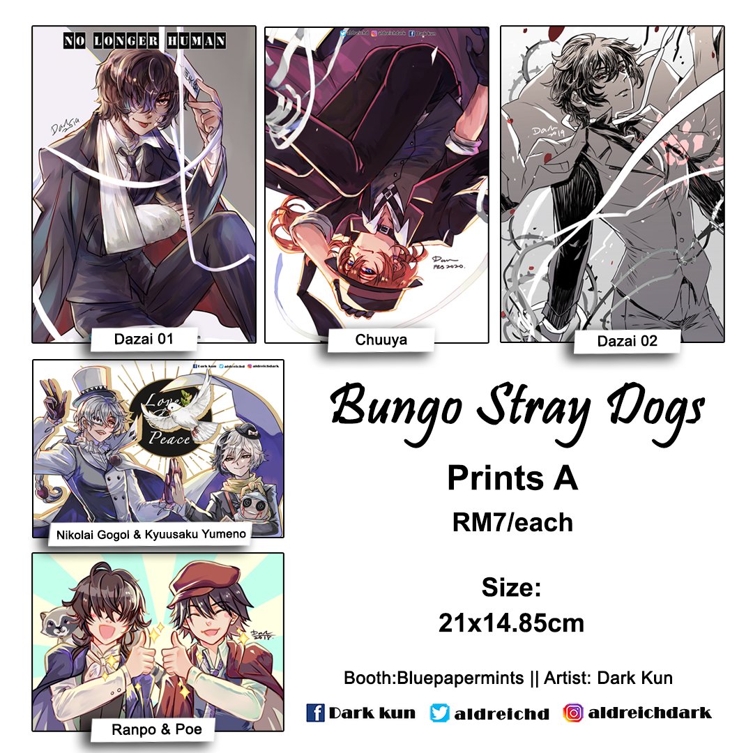 AMG Catalogue part VI
The @animangaki market place is open!
My booth name is Bluepapermints~

Link to my market place: https://t.co/Ms5RPHGLkC

Retweets are much appreciated!
Thanks!

#amgxgenshin #BSD #BUNGOUSTRAYDOGS #SKK #SOUKOKU #sskk #bungostraydogs 