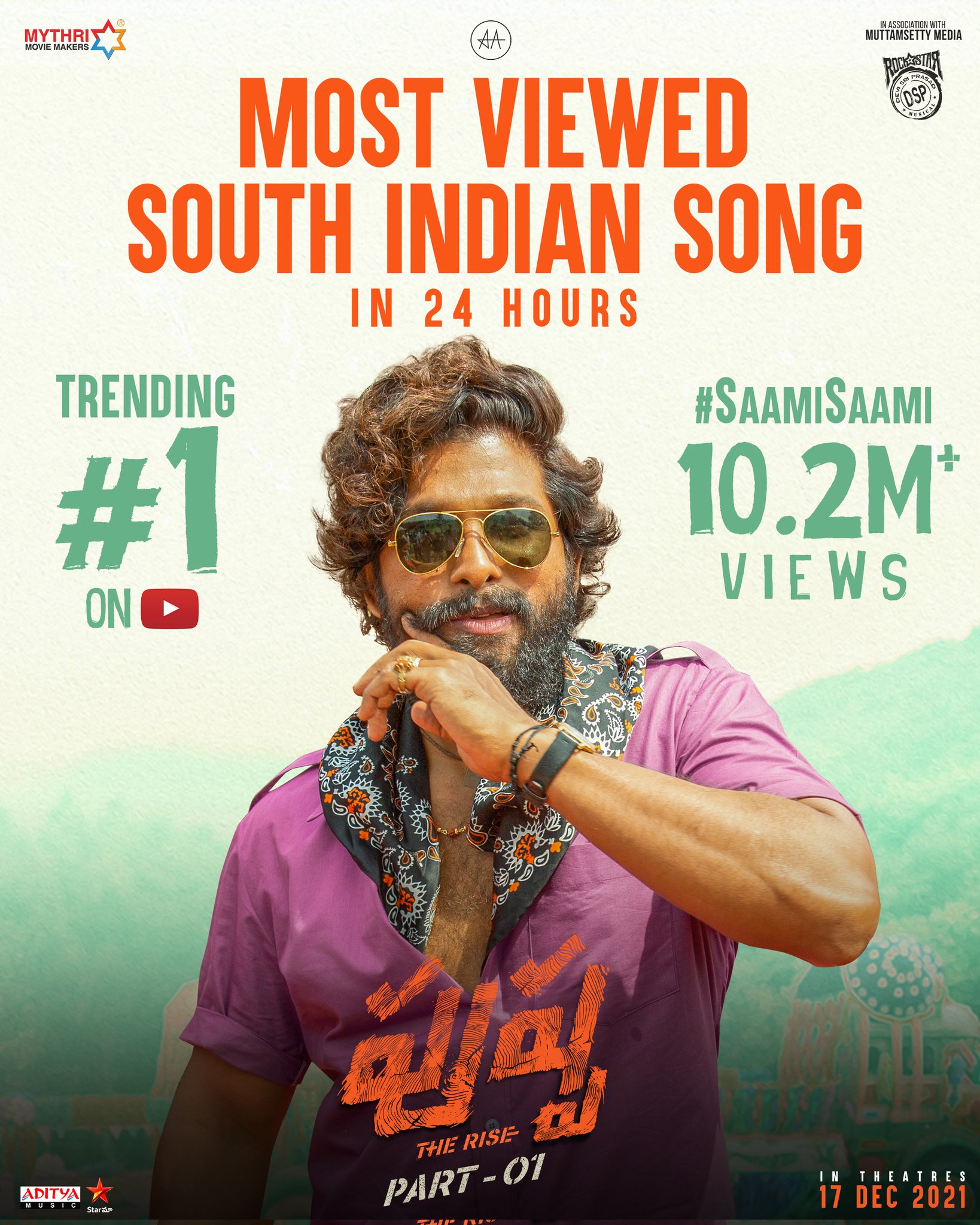 Allu Arjun FC on X Top 3 Most viewed South Indian Lyrical Video Songs Real Time Views SaamiSaami 10.2M BheemlaNayakTitleSong 9.7M DaakkoDaakkoMeka 9.4M alluarjun PushpaTheRise https t TasvOojsT4 X