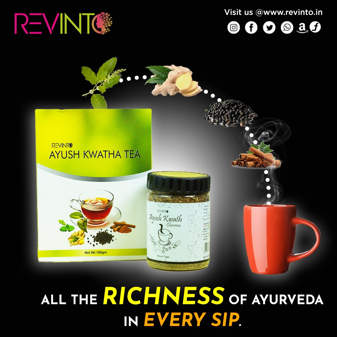 revintonaturals's tweet photo. The taste of immunity in a cuppa tea!
Revinto's Ayush Kwatha tea is filled with power ayurvedic  spices &amp; herbs to help you relax.

#ayushkwath #ayushkwathpowder #immunityboost #immunity #immunebooster #naturalimmunitybooster #naturalimmunebooster #ayurvedicimmunityenhancer https://t.co/dCiHyRzNlQ