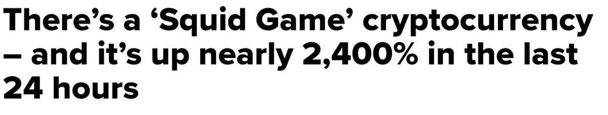 CatMoney14's tweet photo. What is new? CNBC promoting a scam coin with headlines like 'There’s a ‘Squid Game’ cryptocurrency – and it’s up nearly 2,400% in the last 24 hours.' Common this coin is a honey pot. Typical dishonestly from the media. #squidgametokencmc #SquidGame 

https://t.co/CBaTm7wRV6 https://t.co/7vPUEHrlg0