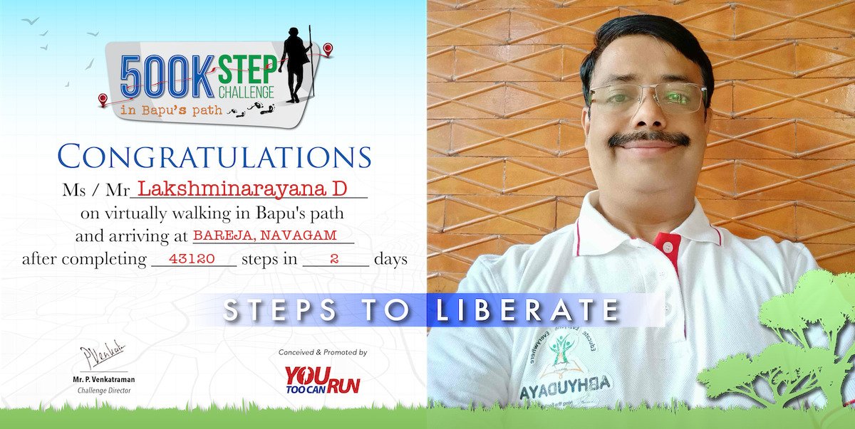 Lakku_Abhyudaya's tweet photo. #500KSTEPCHALLENGE #STEPSTOLIBERATE https://t.co/PcQF8WD7f7