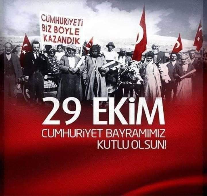 Cımhuriyeti'mizin 98.yılını coşkuyla kutluyor, bu cennet vatanı bizlere armağan eden başta Gazi Mustafa Kemal ATATÜRK olmak üzere aziz şehitlerimizi minnet ve şükranla anıyoruz. Ne mutlu Türküm diyene🇹🇷 nice 98 li yıllara Türkiye'm