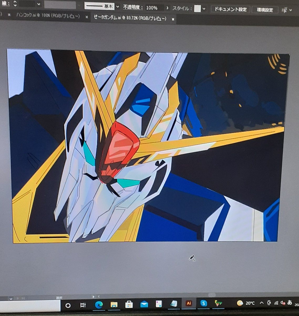Zガンダムなにか足りないと思ったら顔の左右の黒い所がレイヤー重ねて消えてましたorz
#イラストレーター #Zガンダム