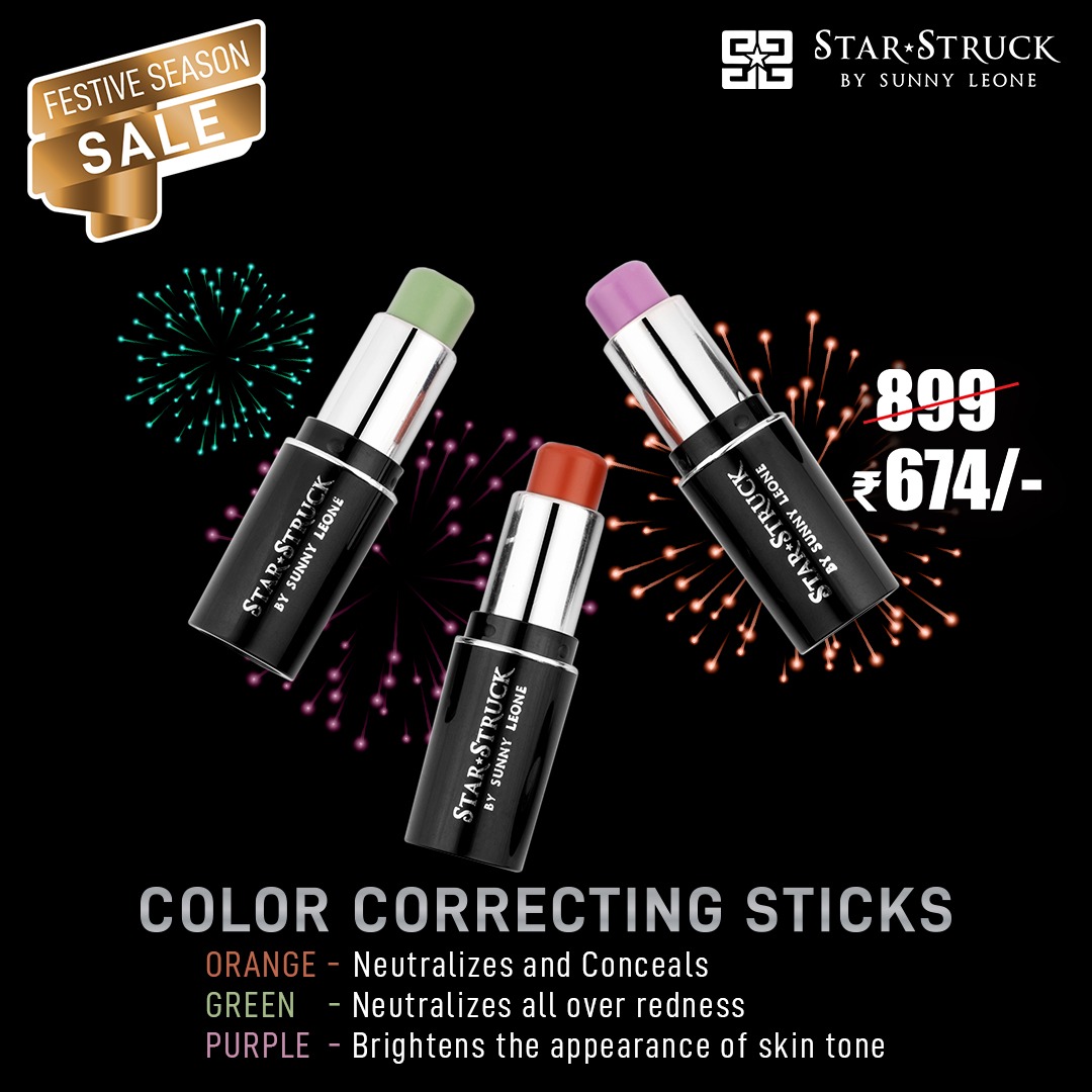 StarStruckbySL's tweet photo. Color-match your skin using StarStruck’s Color Correcting Sticks to Conceal, Eliminate or Neutralize. Buy online: https://t.co/saG81QHTCs
.
#DiwaliSale #Sale #OnlineSale #HappyDiwali #Diwali2021 #Cosmetics #colorSticks #ColorCorrectingSticks #ShopNow #Buy #SunnyLeone #Starstruck https://t.co/LiE3mpwyq7