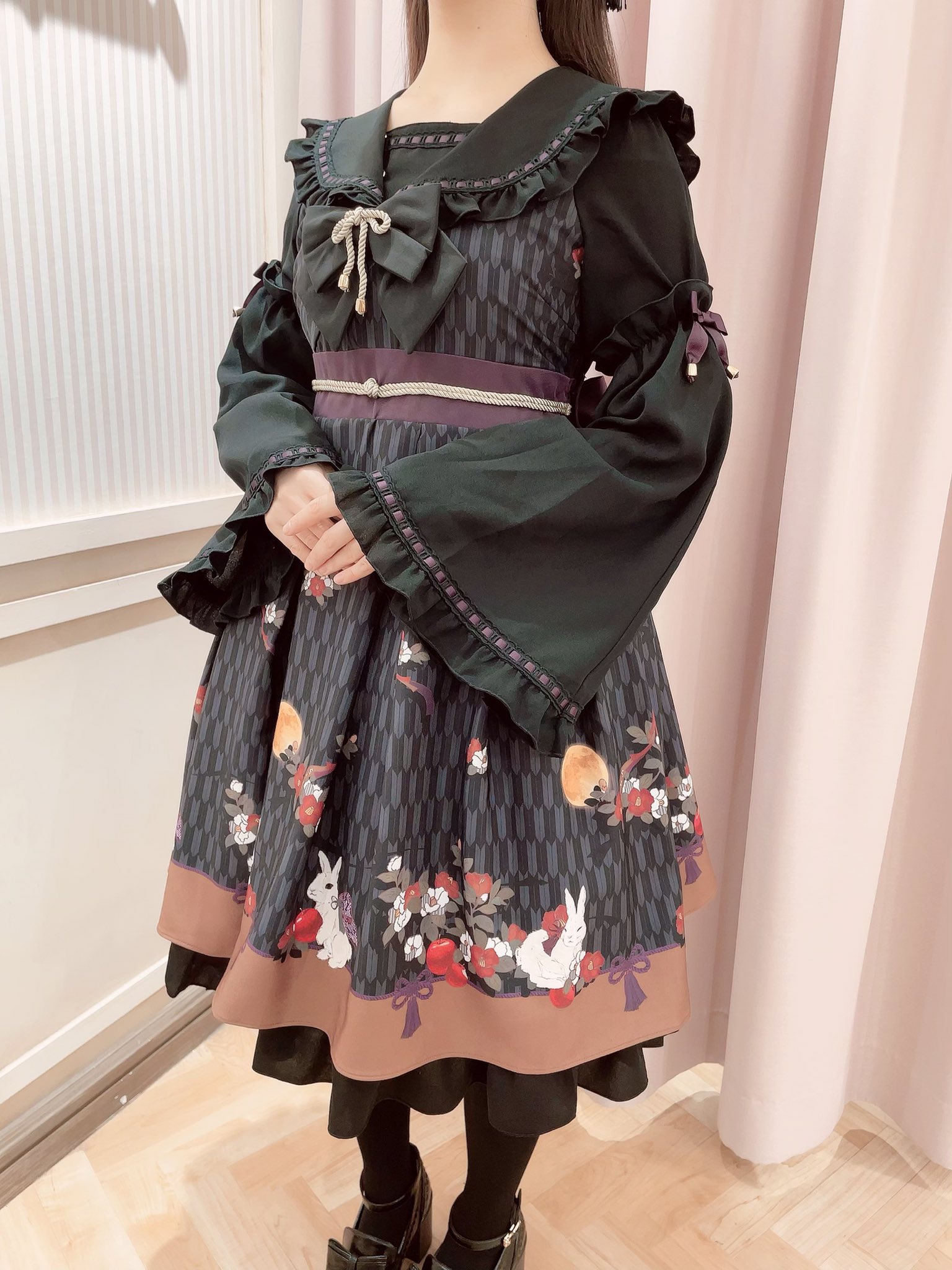 Amavel お月見うさぎの和風セーラーワンピース elc.or.jp