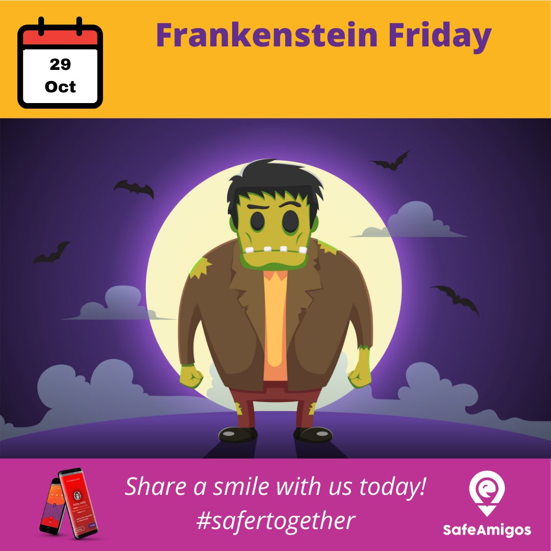 safeamigos's tweet photo. Oct 29 - Our favourite fun holiday is:

Frankenstein Day
.
.
.
#safertogether #safeamigos
#frankensteinday https://t.co/83ios82bIl