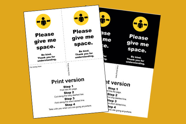 plsegivemespace's tweet photo. FREE #PleaseGiveMeSpace non-verbal sign is a polite ask to take a step back to aid social distancing.

If this would benefit you, please visit our website for the shop and information, https://t.co/6216P4UZfZ  

[image: Please give me space card]

#Anxiety #Covid #Disability https://t.co/kllSxME6Yt