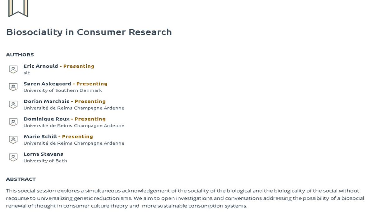 Today at #ACR2021 Seattle! Biosociality in Consumer Research with <a href="/EricArnould2/">Eric Arnould</a>, Søren Askegaard, <a href="/DorianMrcs/">Dorian Mrcs</a>, @dominiqueroux1  @mf_schill and Lorna Stevens