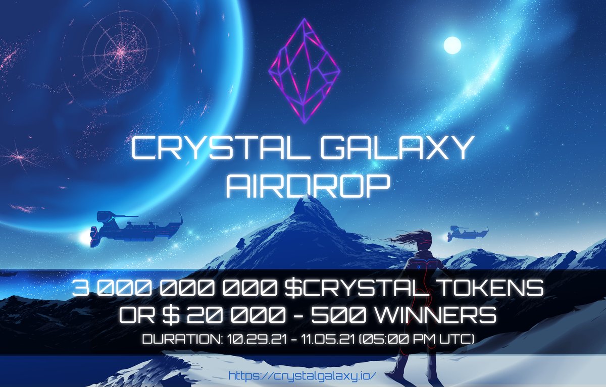 Crystalgalaxyio's tweet photo. 🎁 Rewards 3 000 000 000 $CRYSTAL Tokens or $20,000! We'll randomly select 500 Lucky Users.

1️⃣ Join TG: https://t.co/AWK2LzYq7D

2️⃣ Follow: @Crystalgalaxyio

3️⃣ RT, Tag 5 friends &amp; Address (BEP20)

4️⃣ Fill in the form: https://t.co/xbeAADZ4dx

#BSC #Airdrop #Giveaway #Crypto https://t.co/brY9d1TmfC