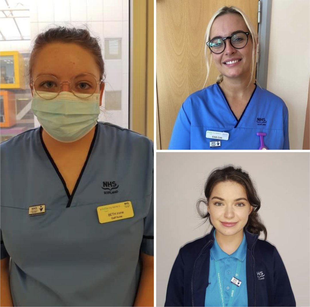 NHSGGCPEFs's tweet photo. Here we have some of the @NHSGGC Newly Qualified Practitioners sporting their signifier badges. Beth Irvine, Eilidh Cole and Maria Fee will have colleagues easily identify them as new and valued members of their teams, as they work through the @NESnmahp #flyingstartnhs programme https://t.co/QAP9rtMuQF