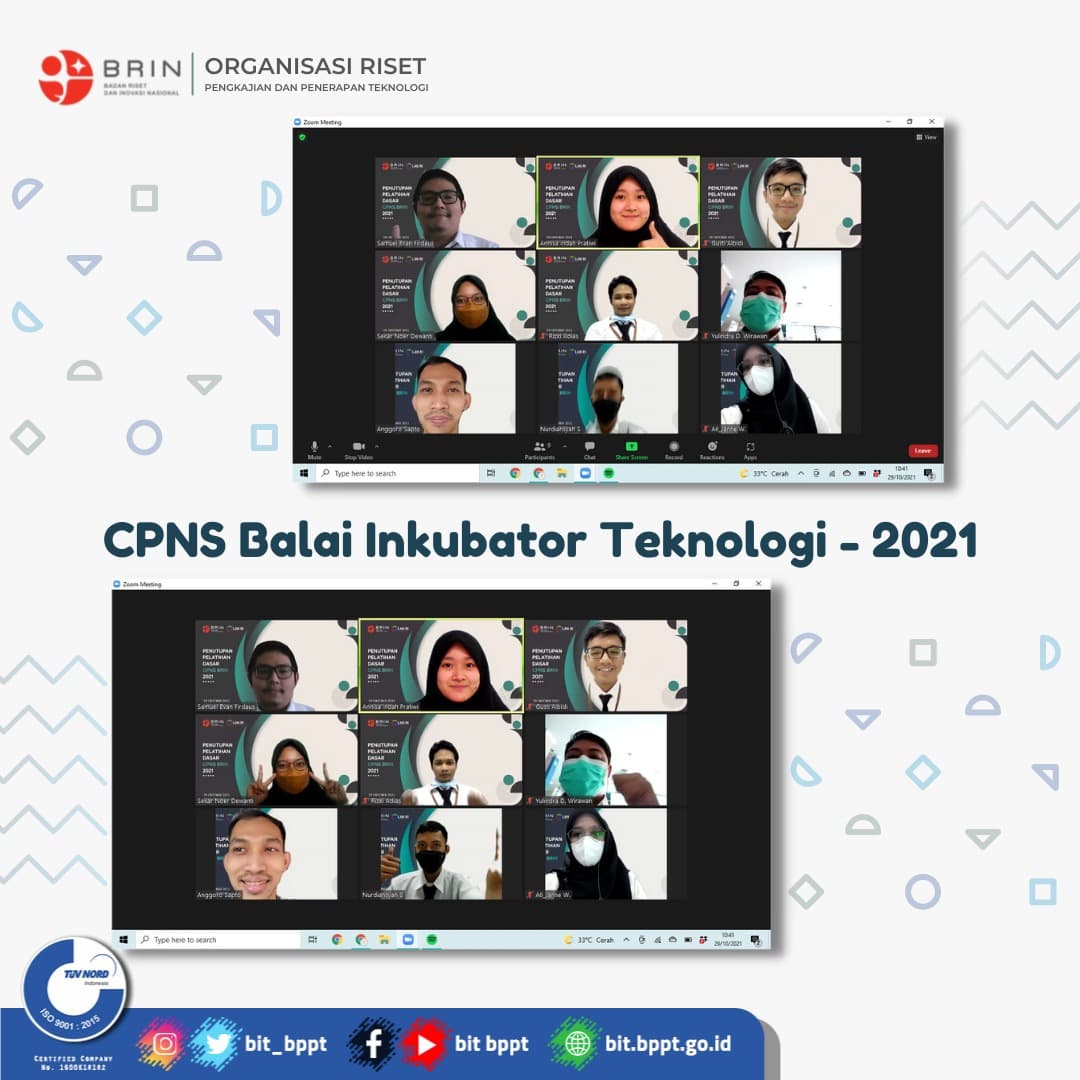 bit_bppt's tweet image. ..maka pada hari ini CPNS BIT selaku peserta Latsar CPNS Tahun 2021 beserta mentor mengikuti kegiatan acara Penutupan Pelatihan Dasar secara daring melalui Zoom Meeting.

#bit_bppt #BRIN #inkubasibisnisteknologi #inkubatorbisnis #startup #inkubatorteknologi