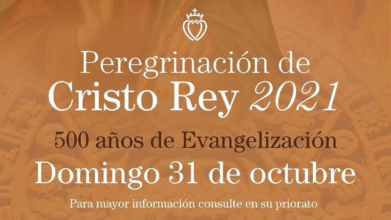 FSSPXES's tweet photo. El Distrito de México de la FSSPX organiza su peregrinación nacional en honor a Cristo Rey, que se llevará cabo el domingo 31 de octubre de 2021 en la Ciudad de México. ¡No deje de asistir a este evento donde proclamaremos públicamente la realeza de Nuestro Señor Jesucristo! https://t.co/PhJZtfmQ8V